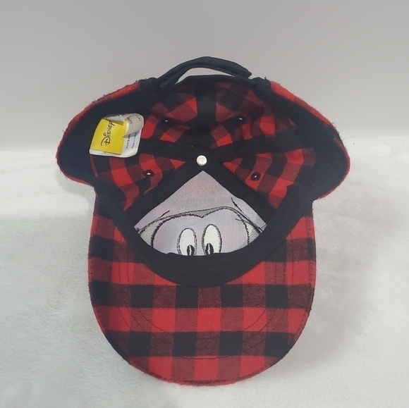 DISNEY Mickey Mouse Red Black Buffalo Check Plaid Baseball Hat Cap Toddler Size - Picture 8 of 10